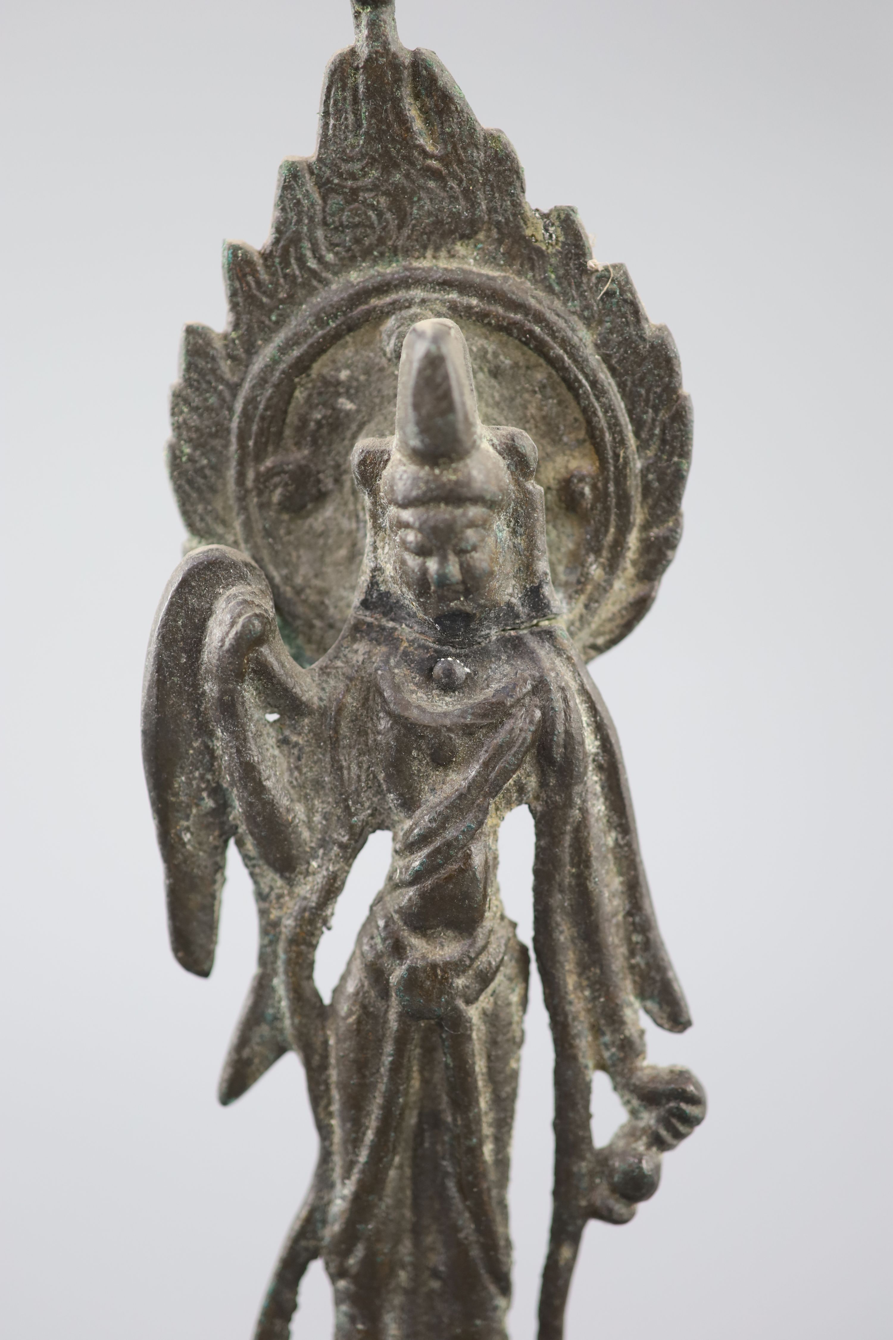 A Chinese bronze figure of a Bodhisattva, Tang style, 22.5cm high, neck repaired, Provenance - A. T. Arber-Cooke